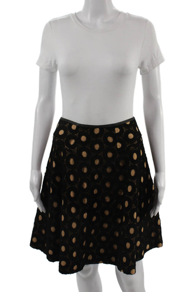Maginn Women A-Line Skater Black Cotton Geometric Skirt Size 4