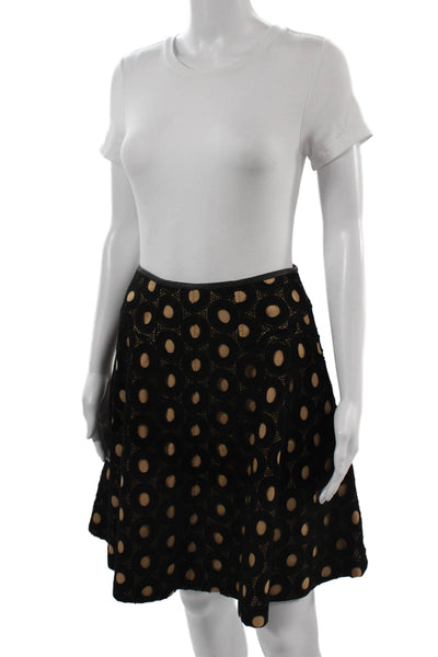 Maginn Women A-Line Skater Black Cotton Geometric Skirt Size 4