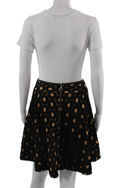 Maginn Women A-Line Skater Black Cotton Geometric Skirt Size 4