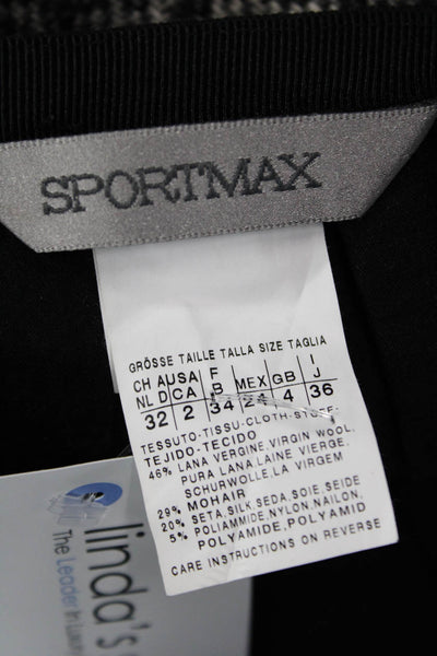 Sportmax Womens A-Line Herringbone Wool Mohair Silk Skirt Knee Length Size 2