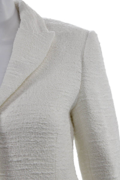Zara Womens White Cotton Collared Button Blazer Classic Long Sleeve Size XS