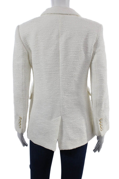 Zara Womens White Cotton Collared Button Blazer Classic Long Sleeve Size XS