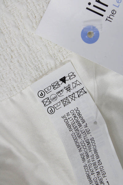 Zara Womens White Cotton Collared Button Blazer Classic Long Sleeve Size XS
