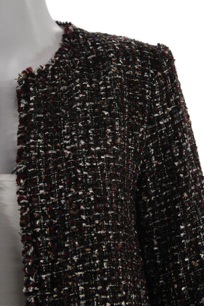 Calvin Klein Women Black Wool Blend Blazer Crew Neck Long Sleeve Size 2