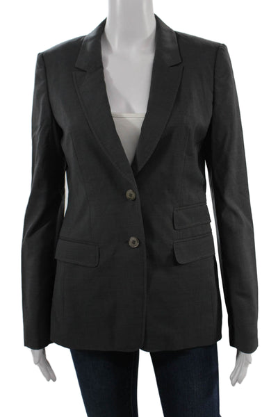 Boss Hugo Boss Unisex Dark Gray Collared Blazer Cotton Blend Size 4