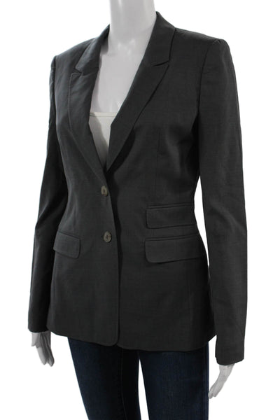 Boss Hugo Boss Unisex Dark Gray Collared Blazer Cotton Blend Size 4