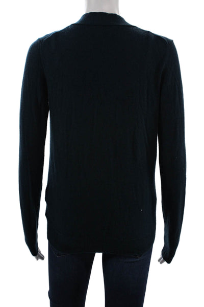Allude Unisex Cardigan Dark Blue 100% Cashmere V Neck Button Long Sleeve Size S