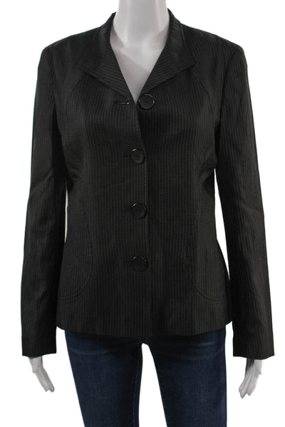 Zanella Unisex Black Striped Collared Blazer Long Sleeve Size 6