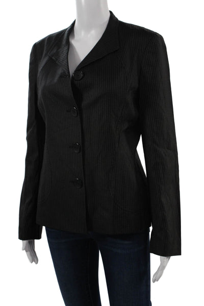 Zanella Unisex Black Striped Collared Blazer Long Sleeve Size 6