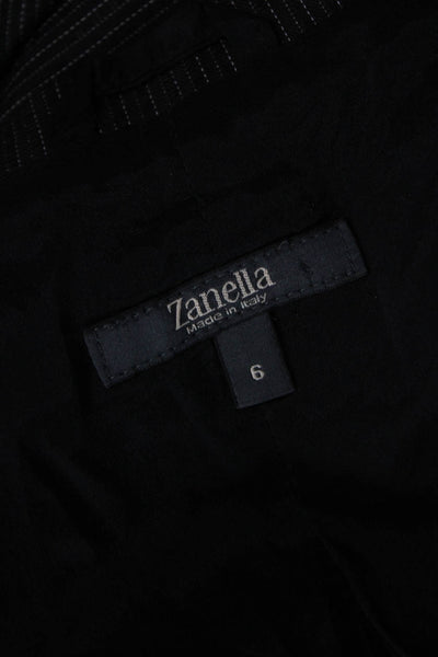 Zanella Unisex Black Striped Collared Blazer Long Sleeve Size 6