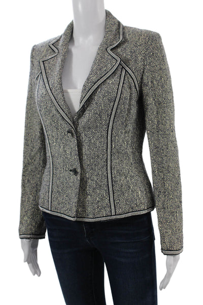 Les Copains Womens Designer Black Collared Button Blazer Long Sleeve Size 40