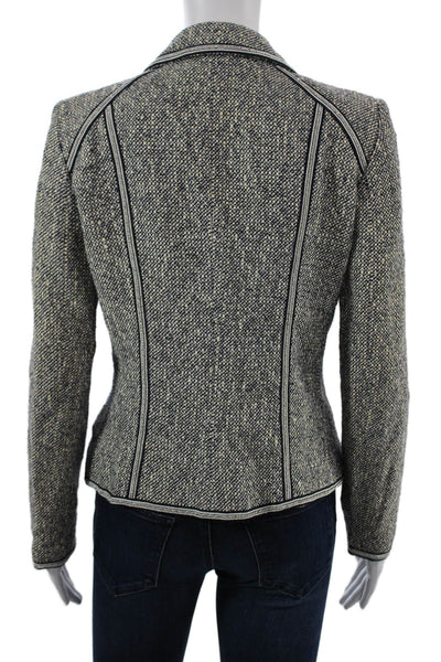Les Copains Womens Designer Black Collared Button Blazer Long Sleeve Size 40
