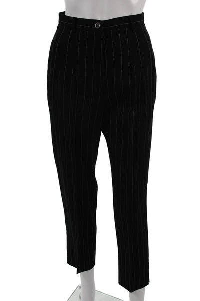 Laurel Women Ankle Dress Pants Black Striped Wool Size 34