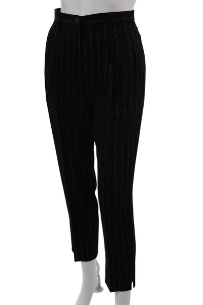 Laurel Women Ankle Dress Pants Black Striped Wool Size 34