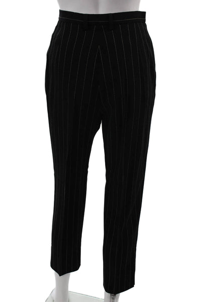 Laurel Women Ankle Dress Pants Black Striped Wool Size 34