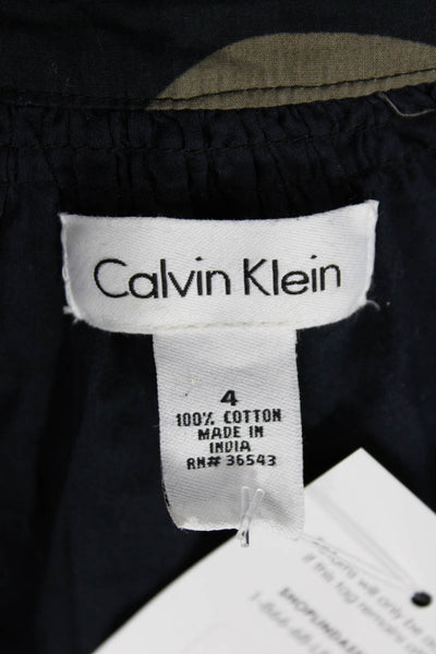Calvin Klein Women Shirt Dress Black Short Sleeve Round Neck Cotton Size 4