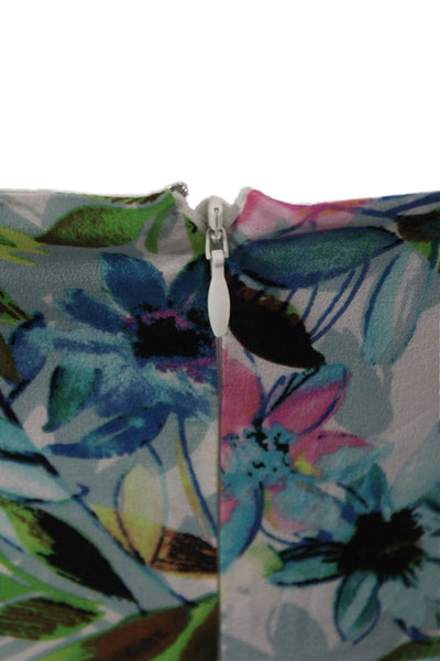 Yumi Kim Womens Light Blue Silk Floral V Neck Slip Dress Size XS