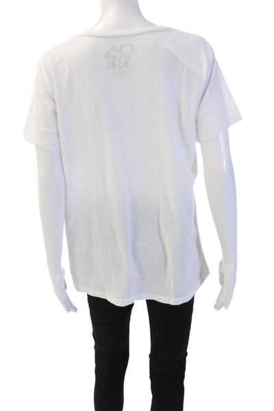 Chaser Women Basic Graphic Art T Shirt White Round Neck Short Sleeve Size L