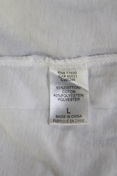 Chaser Women Basic Graphic Art T Shirt White Round Neck Short Sleeve Size L