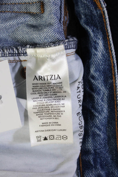 Denim Forum Unisex Cropped Wide Leg Blue Jeans 100% Cotton Mid Rise Size 24