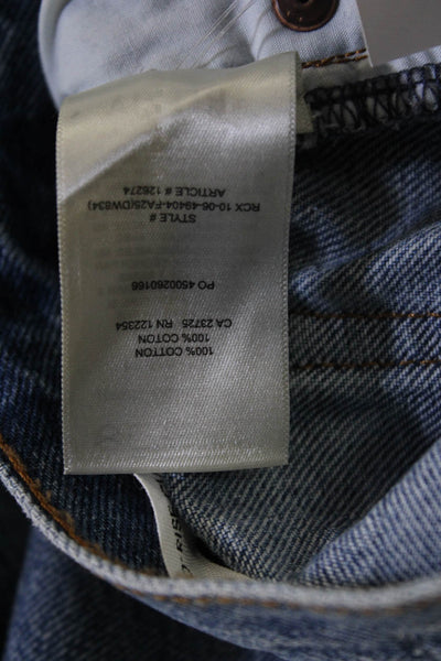 Denim Forum Unisex Cropped Wide Leg Blue Jeans 100% Cotton Mid Rise Size 24