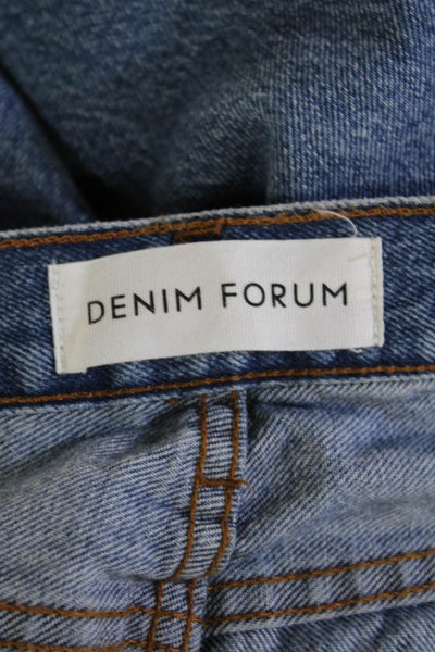 Denim Forum Unisex Cropped Wide Leg Blue Jeans 100% Cotton Mid Rise Size 24