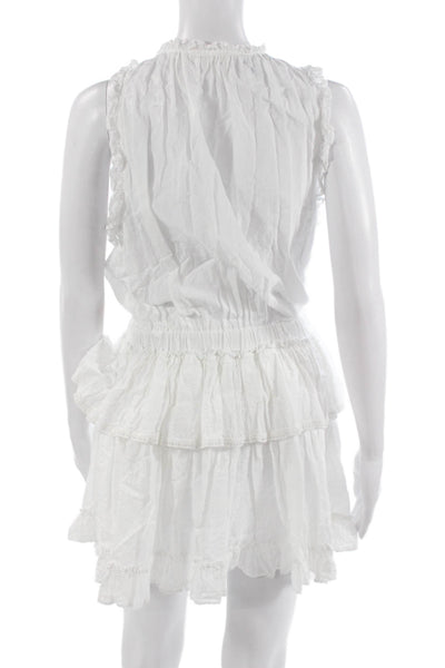 Mustard Seed Women Mini Sundress White High Neck Sleeveless Boho Size L