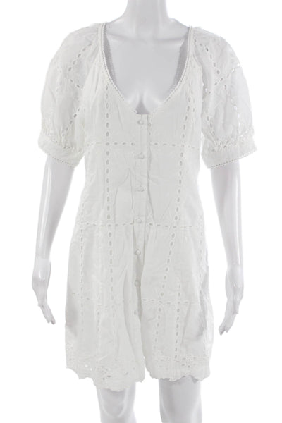 We Are Kindred Women Shirt Dress White V-Neck Short Sleeve Cotton Size 8