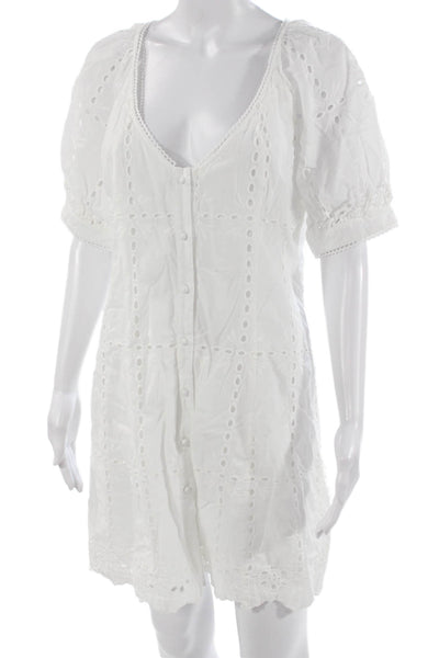 We Are Kindred Women Shirt Dress White V-Neck Short Sleeve Cotton Size 8