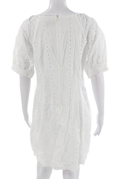 We Are Kindred Women Shirt Dress White V-Neck Short Sleeve Cotton Size 8