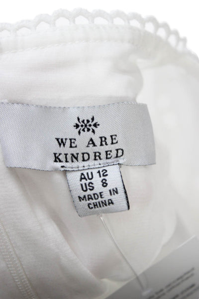 We Are Kindred Women Shirt Dress White V-Neck Short Sleeve Cotton Size 8
