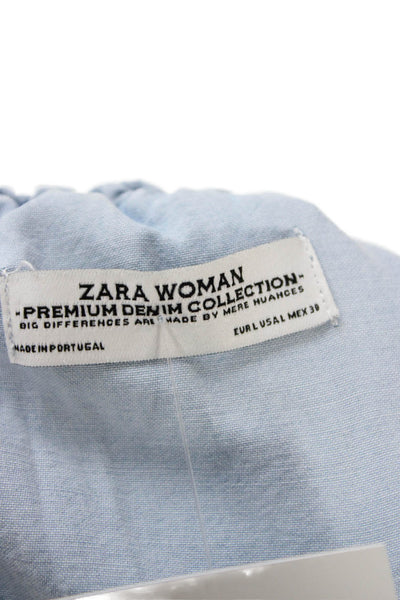 Zara Woman Women Shift Dress Light Blue Lyocell Bohemian Short Size L