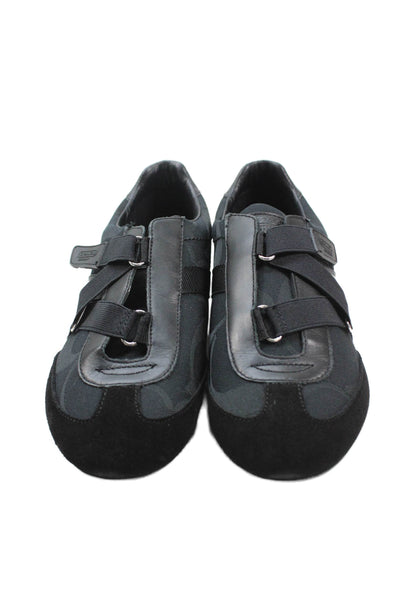 Coach Womens Monogram Canvas Strap On Low Top Sneakers Shoes Black Size 11M