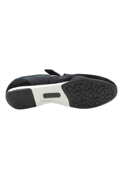 Coach Womens Monogram Canvas Strap On Low Top Sneakers Shoes Black Size 11M