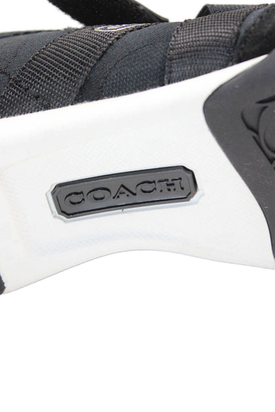 Coach Womens Monogram Canvas Strap On Low Top Sneakers Shoes Black Size 11M