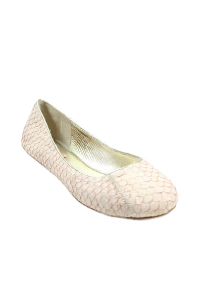 Chi by Carlos Falchi Womens Embossed Leather Slip On Ballet Flats Pink Size 10W