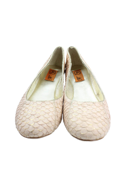 Chi by Carlos Falchi Womens Embossed Leather Slip On Ballet Flats Pink Size 10W