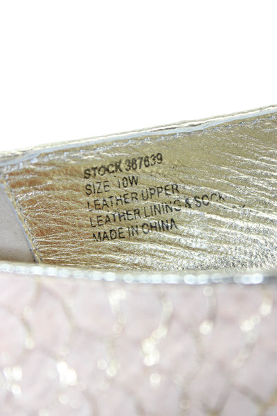 Chi by Carlos Falchi Womens Embossed Leather Slip On Ballet Flats Pink Size 10W