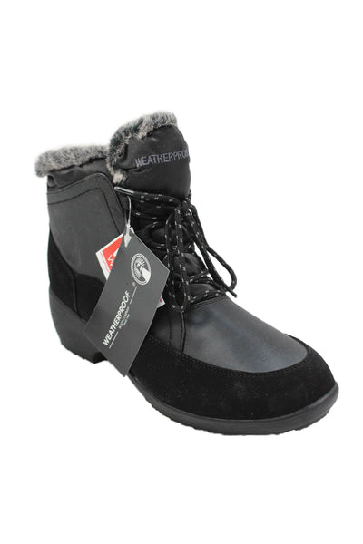 Weatherproof Womens Lace Up Linda Snow Boots Shoes Black Size 10W