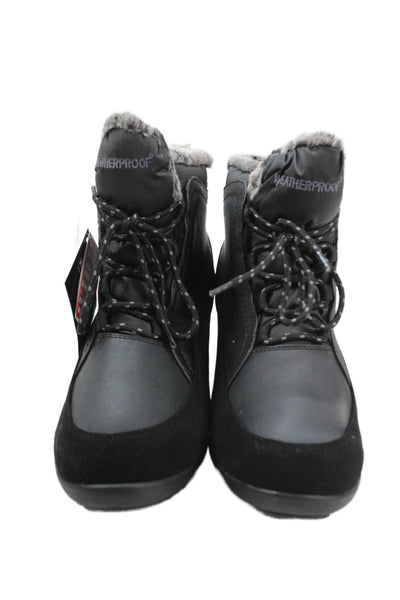 Weatherproof Womens Lace Up Linda Snow Boots Shoes Black Size 10W