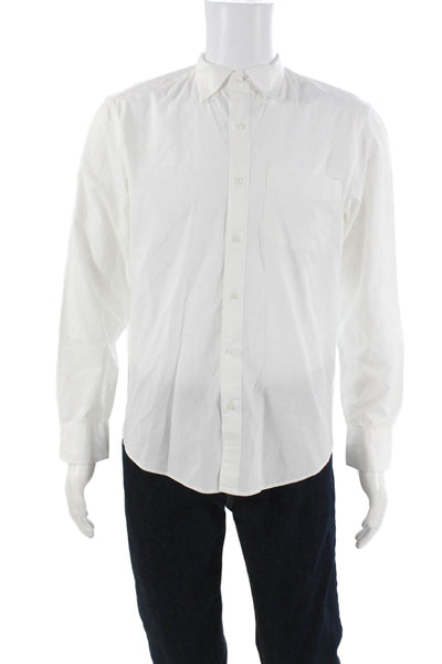 J Crew Mens White Cotton Elastane Button-Down Long Sleeve Collared Shirt Size S