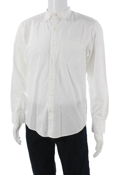 J Crew Mens White Cotton Elastane Button-Down Long Sleeve Collared Shirt Size S