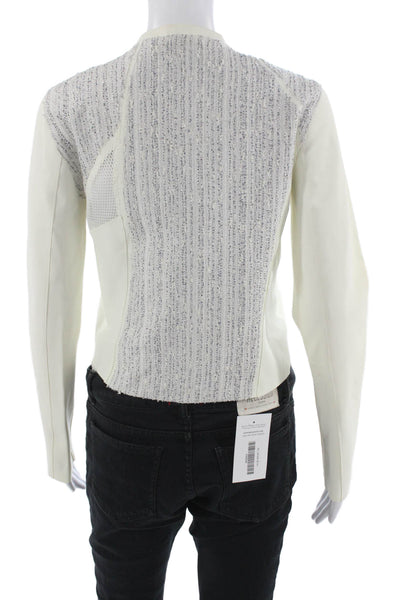 Elie Tahari Womens White High Neck Zip Jacket Long Sleeve Size 2