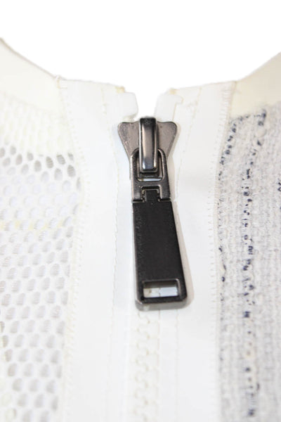 Elie Tahari Womens White High Neck Zip Jacket Long Sleeve Size 2