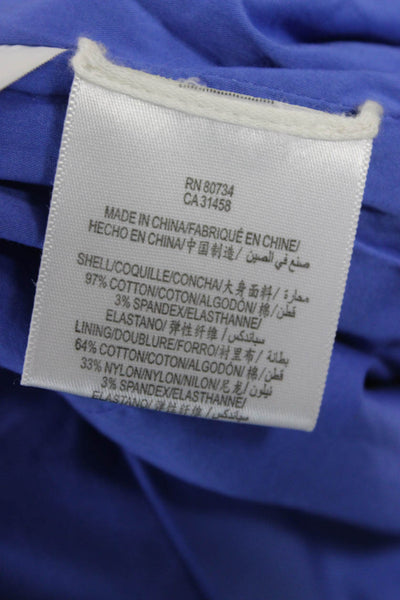 BCBG Max Azria Women Blue Short Sleeve Crewneck Button Up Blouse Size XS