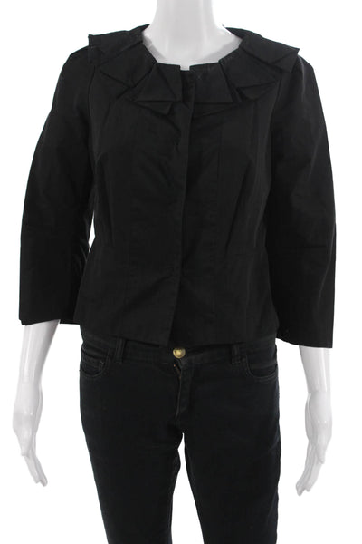 Elevenses Anthropologie Women Classic Black Button 3/4 Sleeve Jacket Size 2