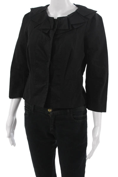 Elevenses Anthropologie Women Classic Black Button 3/4 Sleeve Jacket Size 2