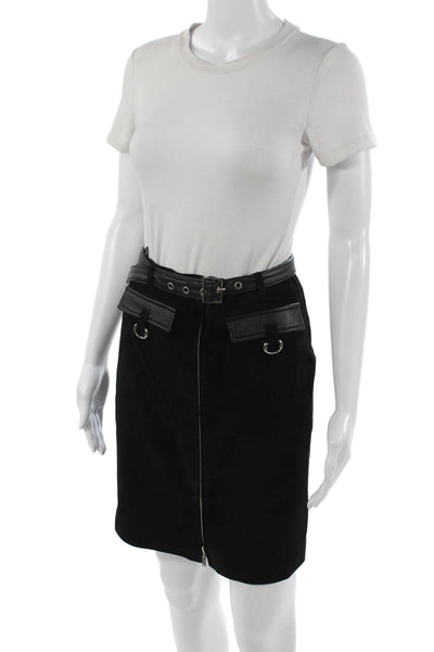 Maxima Women Straight Pencil Skirt Black Polyester Short Size 2