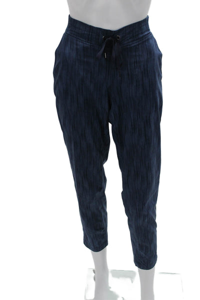 Athleta Women Cropped Ankle Jogger Pants Dark Blue Drawstring Striped Size 6