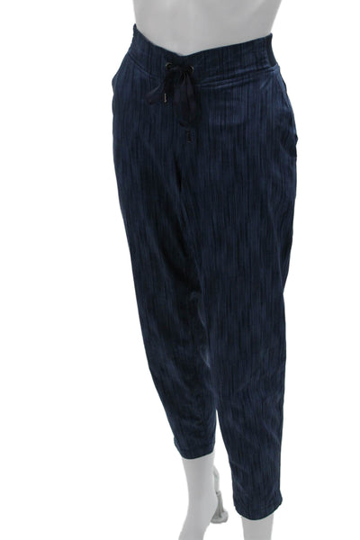 Athleta Women Cropped Ankle Jogger Pants Dark Blue Drawstring Striped Size 6